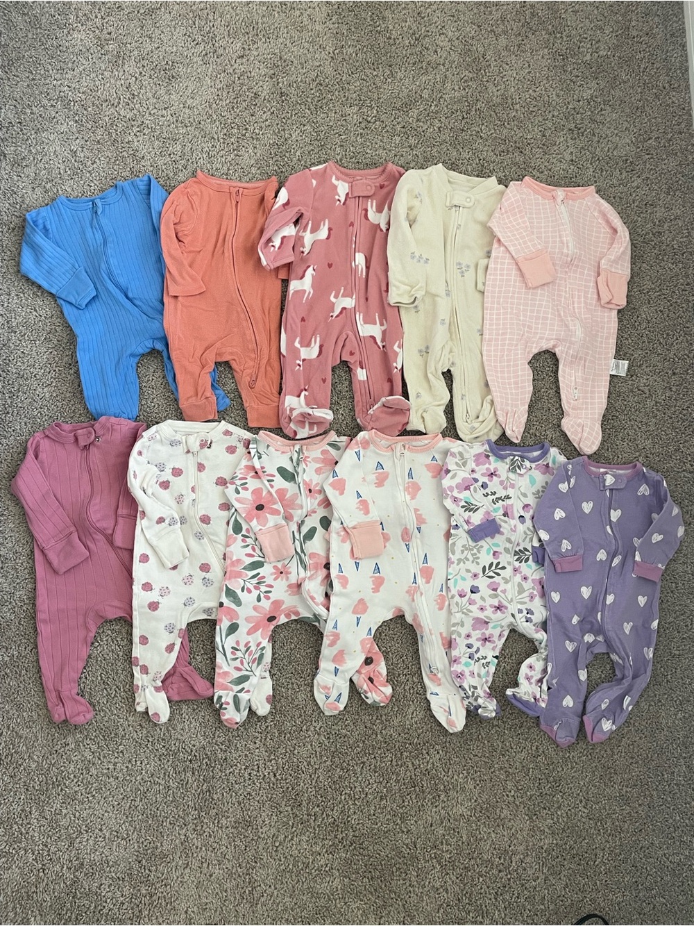Assorted Girls' Footed One-Piece Pajamas